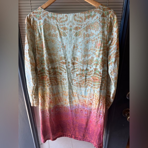 Maeve silk size small shift dress peekaboo sleeves pockets mid length ombré - Picture 6 of 6